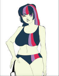 Size: 503x641 | Tagged: safe, artist:aux, artist:polorenzielephant, edit, imported from derpibooru, vector edit, twilight sparkle, human, clothes, humanized, swimsuit, two-piece swimsuit, vector, vector trace