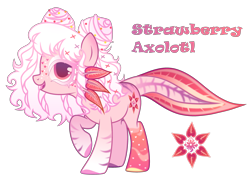 Size: 3524x2540 | Tagged: safe, artist:anno酱w, imported from derpibooru, oc, oc only, axolotl, original species, base used, food, strawberry