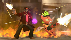 Size: 1280x720 | Tagged: safe, artist:ludwigspectre, oc, oc only, pony, 3d, gun, male, stallion, team fortress 2, weapon