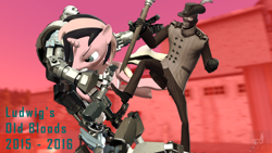 Size: 2560x1440 | Tagged: safe, artist:ludwigspectre, oc, oc only, pony, robot, 3d, male, stallion, team fortress 2