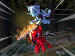 Size: 2217x1662 | Tagged: safe, artist:ludwigspectre, oc, oc only, pony, 3d, duo, female, male, mare, stallion