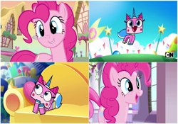 Size: 1889x1321 | Tagged: safe, imported from derpibooru, pinkie pie, earth pony, crossover, lego, the lego movie, unikitty, unikitty!