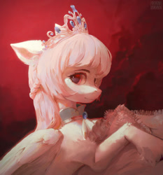 Size: 1280x1375 | Tagged: safe, artist:rvsd, imported from derpibooru, oc, oc only, pegasus, pony, bust, crown, female, jewelry, mare, portrait, princess, regalia, signature, solo