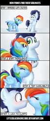 Size: 1572x3813 | Tagged: safe, artist:lbrcloud, imported from derpibooru, rainbow dash, soarin', pegasus, pony, behaving like a cat, comic, cuddling, cute, dashabetes, female, licking, male, mare, scrunchy face, shipping, sniffing, soarindash, stallion, straight, text, tongue out, wings