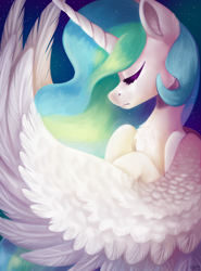 Size: 2108x2845 | Tagged: safe, artist:spindlespice, imported from derpibooru, princess celestia, alicorn, pony, eyes closed, female, mare, solo