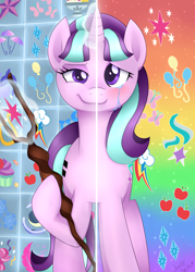 Size: 3078x4298 | Tagged: safe, artist:scarlet-spectrum, imported from derpibooru, starlight glimmer, pony, unicorn, the cutie map, applejack's cutie mark, crying, cutie mark, cutie mark vault, female, fluttershy's cutie mark, horn, mare, my little pony, pinkie pie's cutie mark, rainbow dash's cutie mark, rarity's cutie mark, redemption, reformed, s5 starlight, sad, sadlight glimmer, smug, smuglight glimmer, solo, staff, staff of sameness, twilight sparkle's cutie mark, two sided posters, two sides