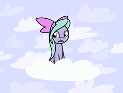 Size: 2048x1550 | Tagged: safe, artist:ewoudcponies, imported from derpibooru, flitter, pegasus, pony, cloud, female, frown, looking offscreen, mare, on a cloud, sitting, sitting on a cloud, sky background, solo