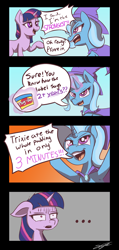 Size: 3334x7000 | Tagged: safe, artist:sigilponies, imported from derpibooru, trixie, twilight sparkle, pony, unicorn, ..., armpits, comic, duo, fangs, female, floppy ears, horn, levitation, magic, mare, play doh, shrunken pupils, telekinesis, this will end in hospitalization