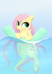 Size: 2060x2911 | Tagged: safe, artist:posionjoke, imported from derpibooru, fluttershy, pegasus, pony, cute, female, mare, pool noodle, shyabetes, smiling, solo, swimming, tongue out, water, wet, wet mane