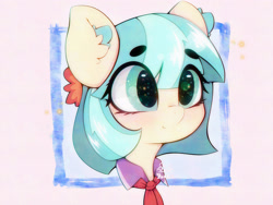 Size: 4000x3000 | Tagged: safe, artist:zokkili, imported from derpibooru, coco pommel, earth pony, pony, bust, ear fluff, eye clipping through hair, eyebrows, eyebrows visible through hair, female, mare, portrait, smiling, solo