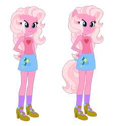 Size: 534x585 | Tagged: safe, artist:selenaede, artist:user15432, imported from derpibooru, pinkie pie (g3), human, equestria girls, base used, clothes, cutie mark, cutie mark on clothes, equestria girls style, equestria girls-ified, g3, g3 to equestria girls, g3 to g4, g3.5, g3.5 to g4, generation leap, hand on hip, high heels, ponied up, shoes, simple background, smiling, transparent background