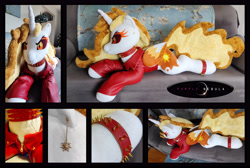 Size: 5896x3968 | Tagged: safe, artist:purplenebulastudios, imported from derpibooru, daybreaker, pony, choker, clothes, irl, jacket, leather, leather jacket, photo, plushie, solo, spiked choker, spiked wristband, wristband