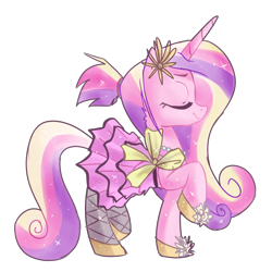 Size: 3500x3500 | Tagged: safe, artist:kaji-tanii, imported from derpibooru, princess cadance, alicorn, pony, clothes, dress, eyes closed, female, mare, ponytail, raised hoof, simple background, solo, sparkles, transparent background