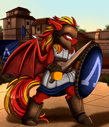 Size: 2367x2748 | Tagged: safe, artist:pridark, imported from derpibooru, oc, oc only, bat pony, semi-anthro, bat pony oc, bat wings, solo, wings