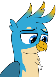 Size: 2344x3179 | Tagged: safe, artist:frownfactory, imported from derpibooru, gallus, griffon, looking down, male, simple background, smiling, solo, transparent background