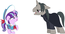 Size: 5801x3000 | Tagged: safe, artist:cloudy glow, imported from derpibooru, professor flintheart, snowfall frost, starlight glimmer, pony, unicorn, duo, female, horn, male, simple background, transparent background, vector