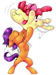 Size: 1200x1600 | Tagged: safe, artist:dragonfoxgirl, imported from derpibooru, apple bloom, tender taps, earth pony, pony, on your marks, adorabloom, colt, cute, cutie mark, dancing, female, filly, foal, male, my little pony, shipping, simple background, straight, sweet dreams fuel, tenderbloom, the cmc's cutie marks, transparent background, watermark