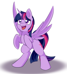 Size: 1614x1778 | Tagged: safe, artist:dusthiel, imported from derpibooru, twilight sparkle, alicorn, pony, cute, female, fluffy, happy, horn, looking up, mare, open mouth, open smile, rearing, smiling, solo, spread wings, twilight sparkle (alicorn), wings