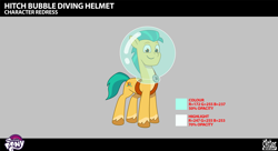 Size: 2873x1565 | Tagged: safe, imported from derpibooru, hitch trailblazer, earth pony, pony, spoiler:g5, spoiler:my little pony: tell your tale, spoiler:tyts02e28, .psd available, behind the scenes, bubble, concept art, enchantment under the sea, g5, lil critter workshop, male, my little pony logo, my little pony: tell your tale, official, sheriff's badge, smiling, solo, stallion, unshorn fetlocks