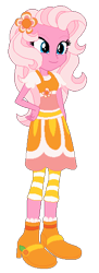 Size: 205x565 | Tagged: safe, artist:selenaede, artist:user15432, imported from derpibooru, pinkie pie (g3), human, equestria girls, base used, boots, clothes, crossover, dress, equestria girls style, equestria girls-ified, flower, flower in hair, g3, g3 to equestria girls, g3 to g4, g3.5, g3.5 to g4, generation leap, hairpin, hand on hip, janyse jaud, orange blossom (strawberry shortcake), orange dress, shoes, simple background, smiling, socks, solo, strawberry shortcake, strawberry shortcake's berry bitty adventures, thigh highs, transparent background, voice actor joke