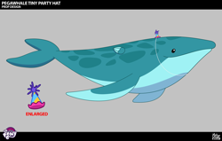 Size: 3103x1973 | Tagged: safe, imported from derpibooru, whale, spoiler:g5, spoiler:my little pony: tell your tale, spoiler:tyts02e28, .psd available, behind the scenes, concept art, enchantment under the sea, g5, hat, lil critter workshop, my little pony logo, my little pony: tell your tale, official, party hat, pegawhale