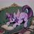Size: 3072x3072 | Tagged: safe, ai generated, imported from twibooru, twilight sparkle, alicorn, pony, ai content, book, couch, dock, female, glowing, glowing horn, horn, image, mare, prompter:paleluna, prone, smiling, solo, solo female, twilight sparkle (alicorn)