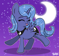 Size: 1808x1696 | Tagged: safe, artist:banquo0, imported from derpibooru, princess luna, alicorn, pony, eyes closed, female, filly, filly luna, foal, peytral, solo, spread wings, tongue out, wings, woona, younger