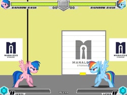 Size: 993x745 | Tagged: safe, artist:tom artista, imported from derpibooru, firefly, rainbow dash, pegasus, pony, fighting is magic, bipedal, fan game, g1, game screencap, new, recolor, stage