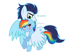 Size: 749x580 | Tagged: safe, artist:soarindash10, imported from derpibooru, rainbow dash, soarin', pegasus, pony, female, male, mare, shipping, soarindash, stallion, straight