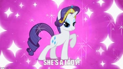 Size: 888x499 | Tagged: safe, imported from derpibooru, screencap, rarity, sweet and elite, caption, image macro, imgflip, my little pony, she's a lady, song reference, text, tom jones