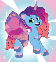 Size: 1200x1320 | Tagged: safe, artist:prixy05, imported from derpibooru, alicorn, pony, unicorn, alicornified, butterfly wings, female, g5, horn, mare, misty brightdawn, mistycorn, my little pony: tell your tale, race swap, rebirth misty, solo, wings