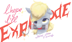 Size: 2125x1233 | Tagged: safe, artist:some_ponu, imported from derpibooru, derpy hooves, bomb, explosives, imminent death, looking at you, simple background, tnt, weapon