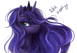 Size: 1516x1042 | Tagged: safe, artist:maaronn, imported from derpibooru, princess luna, alicorn, pony, beautiful, bust, female, frown, portrait, simple background, solo