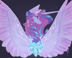 Size: 5000x4000 | Tagged: safe, artist:alisaluna22, imported from derpibooru, princess flurry heart, alicorn, pony, crystal heart, female, mare, older, older flurry heart, signature, simple background, solo, spread wings, wings