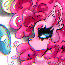 Size: 828x828 | Tagged: safe, artist:xv0nd0n, imported from derpibooru, pinkie pie, earth pony, balloon, female, mascara, solo