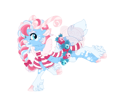 Size: 5200x4157 | Tagged: safe, artist:gigason, imported from derpibooru, oc, oc only, oc:frosty leap, deer, reindeer, absurd resolution, adoptable, antlers, blue coat, blue eyes, blue fur, blue tail, bow, braid, braided ponytail, bushy tail, capelet, chest fluff, clothes, cloven hooves, coat markings, colored, colored antlers, colored eartips, colored eyebrows, colored hooves, colored nose, colored pinnae, colored tail, deer tail, ear fluff, eye markings, facial markings, fetlock tuft, flat colors, fluffy tail, garland, gem, gradient hooves, hair accessory, hair bow, harness, holly, hooves, jingle bells, leg markings, long hair, long mane, looking back, mane accessory, narrowed eyes, nonbinary, nonbinary oc, obtrusive watermark, pink bow, pink hooves, ponytail, reindeer oc, running, scarf, simple background, smiling, solo, splotches, striped antlers, striped scarf, tack, tail, three quarter view, three toned hair, three toned mane, tied hair, tied mane, transparent background, watermark