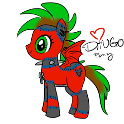 Size: 648x648 | Tagged: safe, artist:dingotk, imported from derpibooru, oc, oc only, bat pony, pony, 2011, bat pony oc, bat wings, choker, green eyes, simple background, solo, spiked choker, white background, wide eyes, wings