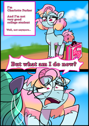 Size: 1240x1754 | Tagged: safe, artist:jully-park, imported from derpibooru, oc, oc only, oc:charlotte parker, oc:ella evans, earth pony, pegasus, pony, comic:how i meet my chaotic friends, comic