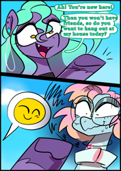 Size: 1240x1754 | Tagged: safe, artist:jully-park, imported from derpibooru, oc, oc only, oc:charlotte parker, oc:ella evans, earth pony, pony, comic:how i meet my chaotic friends, comic