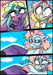 Size: 1240x1754 | Tagged: safe, artist:jully-park, imported from derpibooru, oc, oc only, oc:charlotte parker, oc:ella evans, earth pony, pegasus, pony, comic:how i meet my chaotic friends, comic