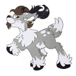 Size: 2000x2000 | Tagged: safe, artist:euspuche, imported from derpibooru, oc, oc only, deer, reindeer, chest fluff, commission, ear fluff, fluffy, looking at you, simple background, smiling, snow, sparkles, transparent background, ych result