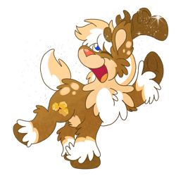 Size: 2000x2000 | Tagged: safe, artist:euspuche, imported from derpibooru, oc, oc only, oc:caramel crunch, deer, reindeer, chest fluff, commission, ear fluff, fluffy, looking at you, simple background, smiling, snow, sparkles, transparent background, ych result