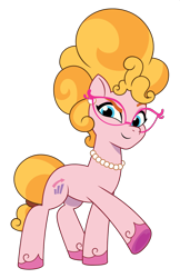 Size: 936x1444 | Tagged: safe, artist:prixy05, imported from derpibooru, earth pony, pony, female, g5, glasses, jewelry, mare, my little pony: tell your tale, necklace, pearl necklace, phyllis cloverleaf, simple background, solo, transparent background, vector