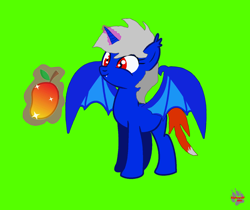 Size: 2714x2275 | Tagged: safe, artist:alphawolf2003, imported from derpibooru, oc, oc only, oc:poison blood, alicorn, bat pony, food, male, mango, my little pony