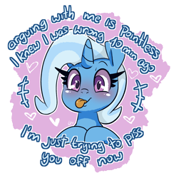 Size: 1176x1191 | Tagged: safe, artist:lou, imported from derpibooru, trixie, pony, unicorn, horn, tongue out, vulgar