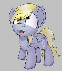 Size: 719x830 | Tagged: safe, artist:cotarsis, imported from derpibooru, derpy hooves, pegasus, pony, gray background, looking at you, simple background, smiling, solo