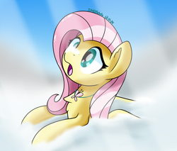 Size: 2000x1702 | Tagged: safe, artist:notadeliciouspotato, imported from derpibooru, fluttershy, pegasus, pony, cloud, crepuscular rays, female, jewelry, looking up, mare, necklace, open mouth, solo