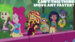 Size: 2000x1125 | Tagged: safe, edit, edited screencap, editor:quoterific, imported from derpibooru, screencap, cherry crash, desert sage, doodle bug, microchips, pinkie pie, sunset shimmer, equestria girls, equestria girls specials, my little pony equestria girls: sunset's backstage pass