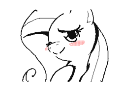 Size: 640x480 | Tagged: safe, artist:kyofu, imported from derpibooru, fluttershy, pegasus, pony, blushing, female, flipnote studio, mare, monochrome, smiling, solo