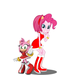 Size: 2048x2048 | Tagged: safe, artist:kalel156, imported from derpibooru, pinkie pie, hedgehog, human, equestria girls, amy rose, clothes, cosplay, costume, female, simple background, sonic the hedgehog (series), transparent background